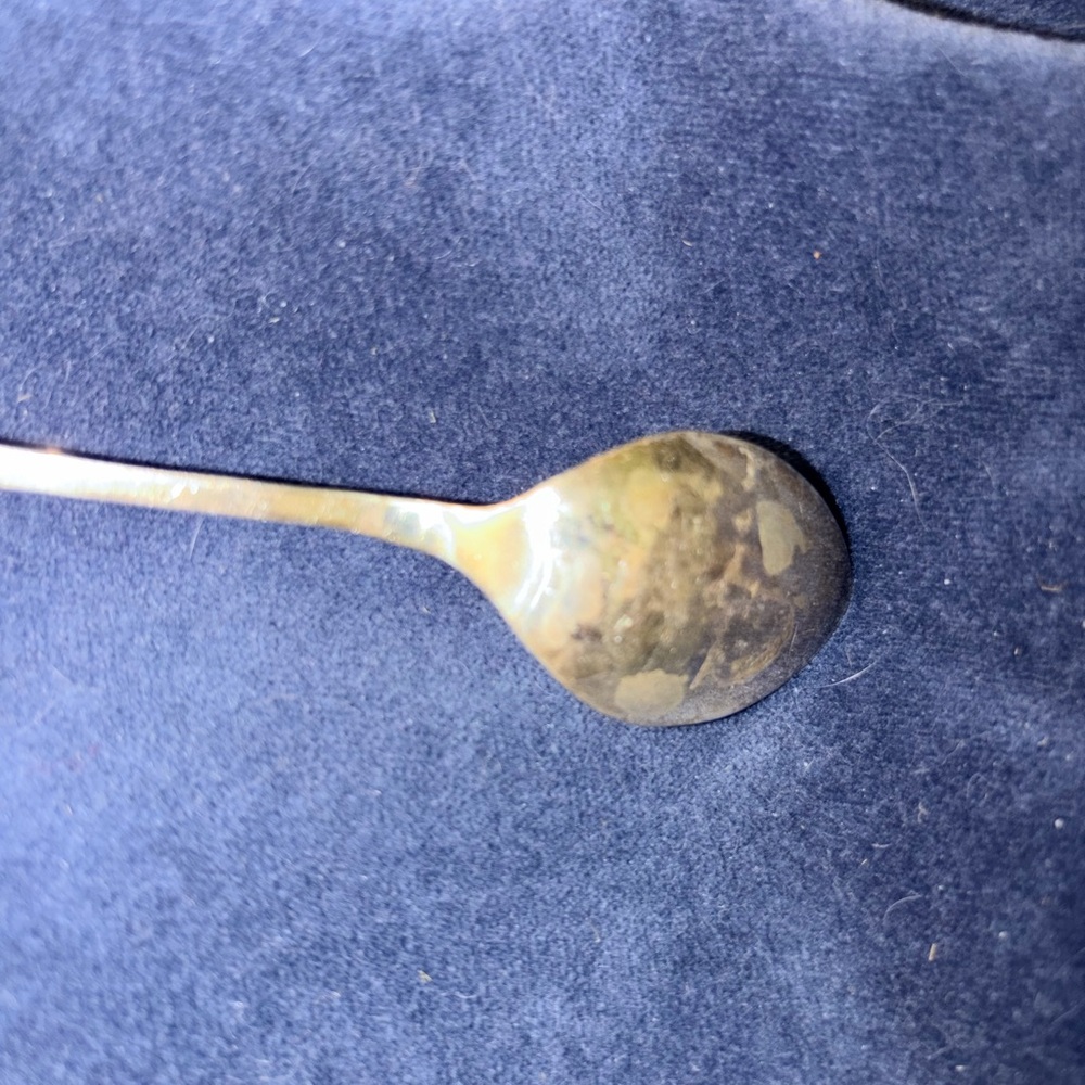 Ornate Silver Collectible Spoon with Face Handle - Picture 3 of 3